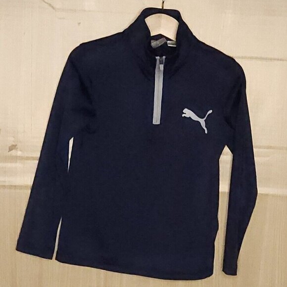 Puma Boys Blue 1/4 Zip Lightweight Jacket 4 - Picture 1 of 6
